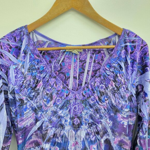 Live And Let Live Velvet Top Womens Size Small Purple V-Neck Fairy Whimsical - Picture 8 of 14